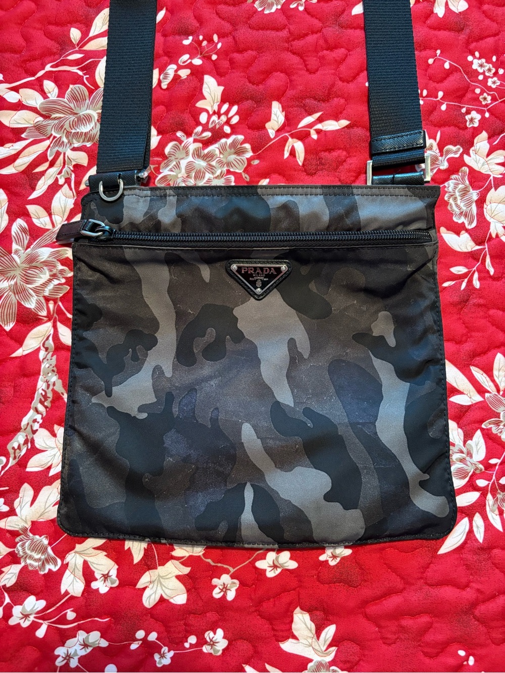 Prada Black & Gray Camo Nylon Messenger Crossbody - Picture 2 of 7